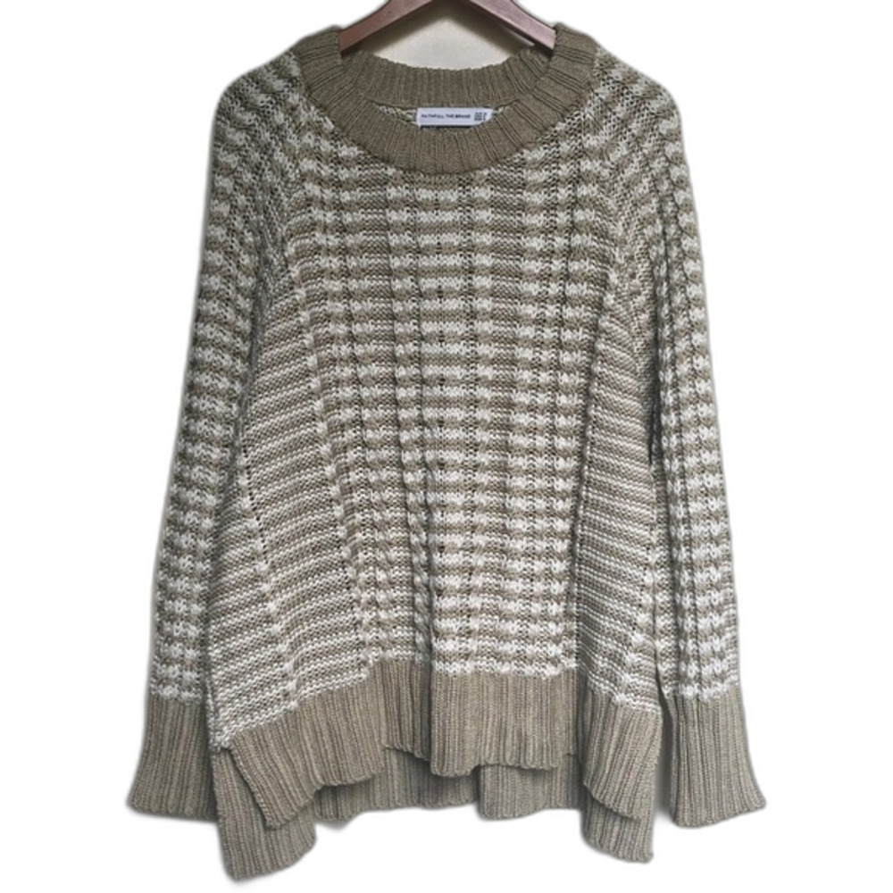 Faithfull The Brand Chunky Knit Mocha Stripe Sweater Size 6 Minimalist